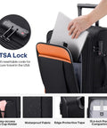 Softside Expandable Carry On Luggage 22 Inch By 14 Inch By 9 Inch Airline Approved 20 Inch Wheeled Suitcase With TSA Lock, laptop compartment