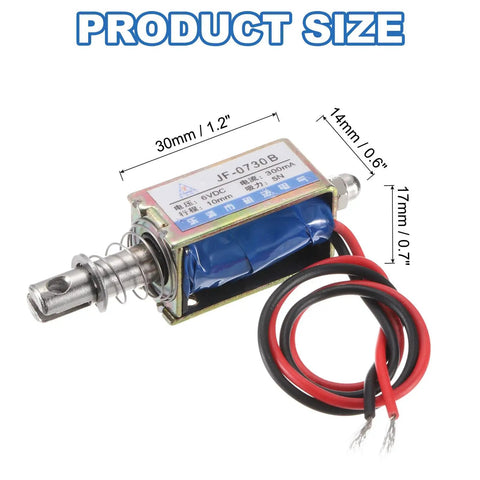 Compact DC 6V 0.3A Solenoid Electromagnet Push Pull Type 5N 10mm Stroke Open Frame Linear Motion Actuator For Vending Machines, Home Appliances, Office Gadgets And Industrial Projects, 30mm x 14mm