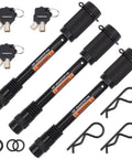 Keyed Alike Trailer Hitch Lock Set With Extra Long Five Eighth Inch Pin And Four And A Half Inch Span Double Safety Locking Pin For Three Inch Receivers And Adjustable Channel Mounts Three Pack, includes keys and pins