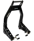 Universal Front And Rear Motorcycle Stand Lift Combo In Black With Front Fork Roller And Swingarm Y Lift And Paddle Lift