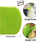 3-Piece Flexible Dough Scraper Bench Set, 4.7x3.7 Inch Bowl Scraper With Sharp Edge And Angles, Non-Slip Bakeware Tool, Green