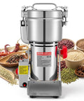 Electric Grain Mill Grinder 750g Capacity High Speed 2000W Commercial Pulverizer For Dry Grains Cereals Coffee Beans Spices Pepper Corn Stainless Steel Swing Type Home Kitchen Workhorse with grain selection