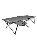 Pack-Away Big N Tall Camping Cot with Removable Side Table and Cup Holder, extra wide sleeping surface, durable steel frame.