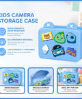 Kids Instant Print Camera Kit With 16MP Sensor, 9 Rolls Paper, Travel Case And Wearable EVA Case, Prints Up To 450 Photos, Durable Lightweight Gift For Ages 4 To 12, Your Kid's New Travel Photo Buddy blue EVA storage case