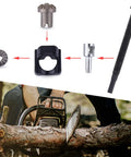 Chain Bar Tensioner Kit For Echo CS400 CS450 Chainsaws Replacement Parts with tensioner components and saw in use on tree