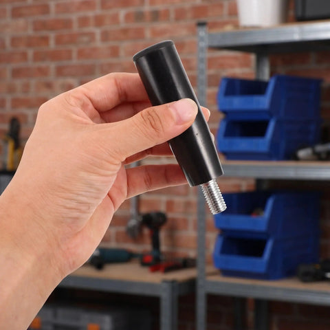 Hand holding black Bakelite M10 threaded handwheel handle, Durable Heavy Duty M10 Male Threaded Revolving Handwheel Handle with Non Slip Bakelite Grip Offers Heat Electrical Safety For Milling Tools And Machining Gear Making Your Shop Work Way Easier.
