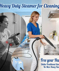 Heavy Duty Handheld Steam Cleaner 10s Rapid Heat Delivers 230 Degree Pressurized Steam for cleaning kitchen surfaces.