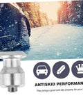Gonna Crush Ice With 50 Piece Winter Tire Snow Studs Tungsten Spike Screws, close-up of tungsten screw with snowy road backdrop.
