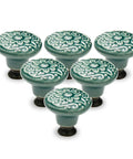 Slick Green Ceramic Cabinet Knobs 12 Piece Set featuring six green floral ceramic knobs with zinc alloy backs.