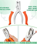 Three Piece Hole Punch Set With Round Heart And Star Shapes For One Quarter Inch And Three Sixteenth Inch Holes showing metal punches with soft grip.