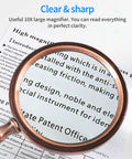Old School 10X Magnifying Glass With Wooden Handle And Copper Frame magnifying text for clear reading