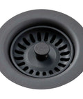 Polymer Drain Fitting With Removable Basket Strainer And Rubber Stopper Dusk Gray Color That Matches Quartz Classic And Quartz Luxe Sinks