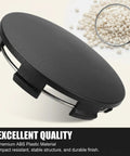 Close-up view of Road Ready 4 Pack Universal Car Wheel Center Caps 2.36 Inch Snap In Hub Cover Replacement Abs Plastic Rim Caps for Daily Drivers, showing black finish.