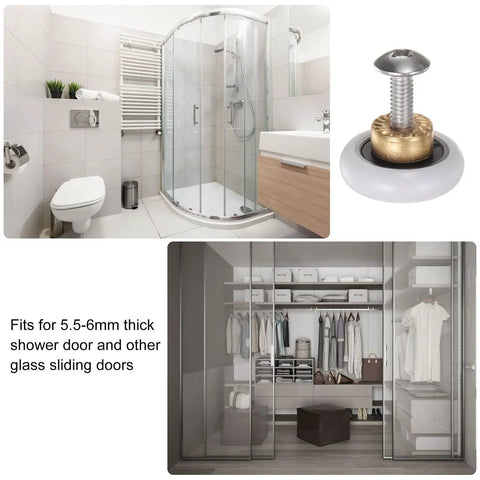 Heavy Duty Shower Door Roller Wheel Replacement Set For Sliding Bathroom Glass Doors, 20mm Slick Gliding Pom And Brass Rollers With Easy Swap Stainless Steel Screws