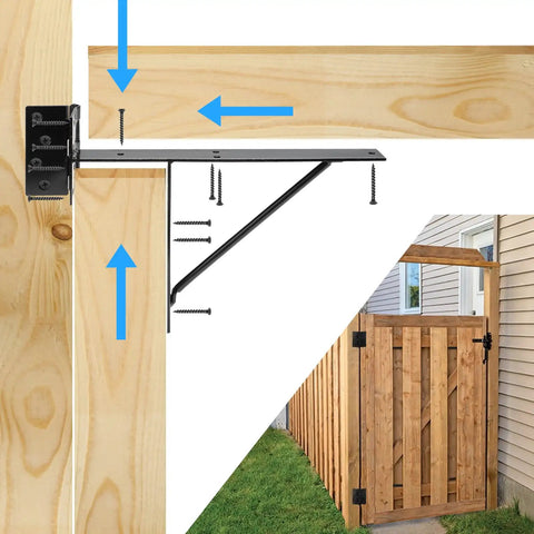 Heavy Duty Fence Gate Kit No Sag With Adjustable 2x4 Frame For Wooden Fences Gates Windows And Sheds Anti Sag Brackets And Heavy Duty Hinges Supports Up To 1000 Lbs For Easy Alignment And Long Lasting Performance