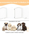 Rock Solid Freestanding Pet Gate With Quick Rollout Four Panel Dog Safety Fence Heavy Duty Crafted Barriers For Roomy Doorways And Stairwells No Sweat Assembly In Crisp White with small to medium pets.