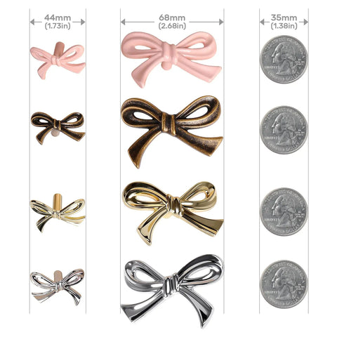 Eight Pack Pink Bow Dresser Knobs For Cabinets And Drawers Cute Vibe For Girls Bedroom And Nursery Decor Includes Two Size Options And Screws And Washers