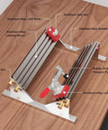 Dead On Accuracy Table Saw Drawer Jig Locator Features Built In Tilt Limiters And Dual Height Slides For No Sweat Cabinet Alignment and Pro Shop Quality components on wood surface