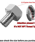 Stainless Steel Garden Hose Swivel Fitting With Three Quarter Barb To Three Quarter GHT Female Threaded Adapter For Quick No Fuss Hose Repair And Leak-Free Connections, 3/4 inch