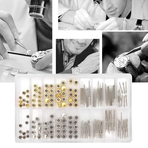Gold And Silver Watch Stem Extender And Repair Kit with stainless steel parts and precision tools in box