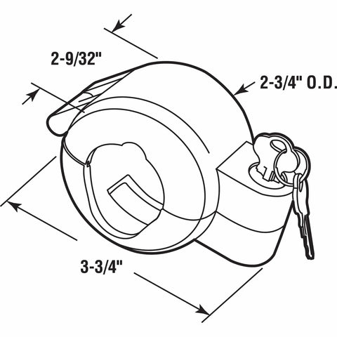 Diagram of a Doorknob Lock-Out Device With Key Blocks Access To The Keyhole On Round Knobs Up To Two And Seven Eighths Inches