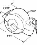 Illustration of Lockout Doorknob Keyed Device Made Of Diecast Metal With Matte Black Finish Single Pack with dimensions and keys.