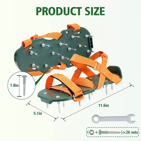 Adjustable Lawn Aerator Shoes With Heavy Duty Spikes For Grass And Garden Secure Hook Loop Straps For Comfortable Fit Easy