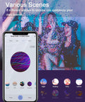 Smart A15 LED Bulbs 6W 40W Equivalent RGB Color Changing Dimmable app interface with people enjoying vibrant lighting