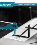 Heavy Duty Rivet Gun Kit With Four Interchangeable Heads For Metalwork And Automotive Use Includes 80 Rivets And 4 Drill Bits