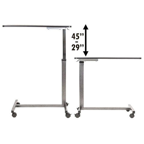 Rolling Overbed Table With Wheels For Bedside, Sofa Or Recliner Adjustable Height Laptop Desk showing height range
