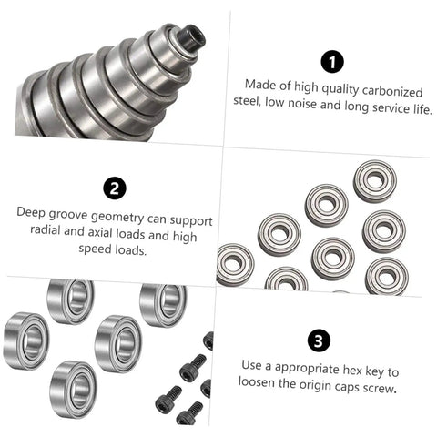 Top Mounted Router Bit Bearing Replacement Kit For Woodworking, Pro Grade Precision Milling with bearings and screws