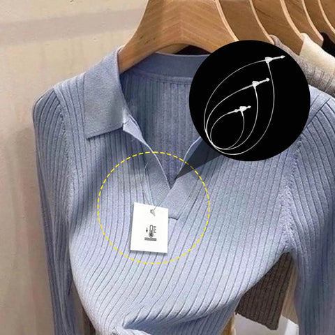 1000 Pcs Five Inch Clear Plastic Hang Tag Fasteners And Snap Lock Pins For Clothing Shoe Bag Jewelry Security Loops No Fuss Design Dang Tough For Retail Merchants And Art Shows on a blue ribbed shirt.