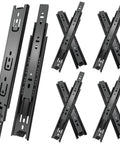 16 Inch Full Extension Drawer Slides Set, 4 Pairs (8 Pieces), Three Fold Side Mount Cabinet Glides, Black Beefy 100 Lb Capacity, Ideal For Dresser, Cabinet, Kitchen, Trash Can, Wardrobe. Black steel side-mount drawer slides