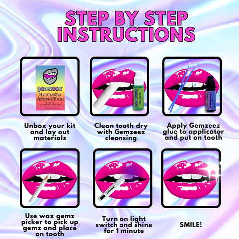 Step-by-step instructions for DIY Tooth Gem Starter Kit For A Sparkling Smile With Temporary Crystal Gems For Easy At Home Application Non Invasive Cosmetic Tooth Jewelry That Lets You Express Your Style And Personality With A Little Bling