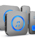 Expandable Wireless Doorbell Kit With 1300ft Range, Waterproof Outdoor Button, 5 Volume Levels, 2 Push Buttons, 2 Receivers
