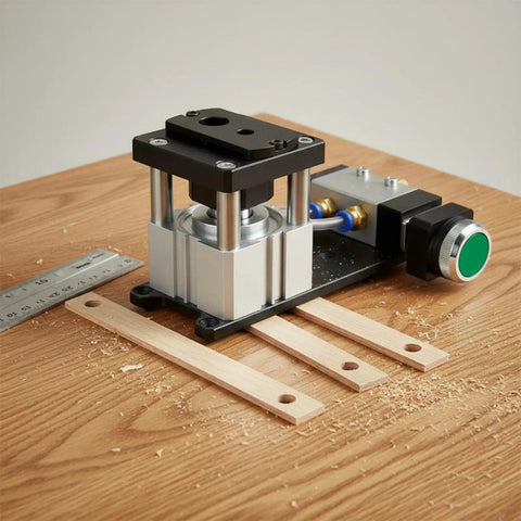 Edge Banding Punch With Double Hole Pneumatic System Aluminum Alloy Housing CNC Finished Compact Cabinet Maker Tool For Furniture Assembly 8/15mm Double Hole Puncher Fast Setup Precise Alignment Smooth Clean Finishes on wood strips