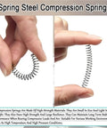 Awesome 50Pc Micro Compression Spring Kit For Steel Repairs featuring 0.5mm Wire Size With Outer Diameter Ranging From 4 To 12mm And Lengths Up To 50mm Ensuring Solid Elastic Force Plus Outstanding Fatigue Resistance For Tough Projects. steel compression spring held between fingers