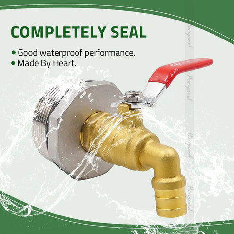 55 Gallon Drum Spigot With EPDM Gasket For Oil Water Rain Barrels, Heavy Duty Brass And Stainless Steel 304 Valve Kit, Easy Install, Three Quarter Inch NPT Inlet, Direct Thread Stainless Adapter Included, Durable Seal brass spigot with red handle and stainless adapter