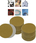 Grab A Massive Case Of 200 Mesh Sanding Discs With 180 Grit Self Stick Grid Hook Loop Pads arranged in stacks for various uses.