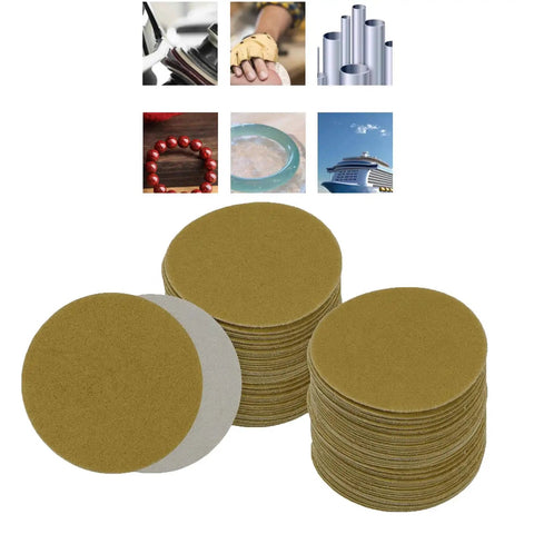 Grab A Massive Case Of 200 Mesh Sanding Discs With 180 Grit Self Stick Grid Hook Loop Pads arranged in stacks for various uses.