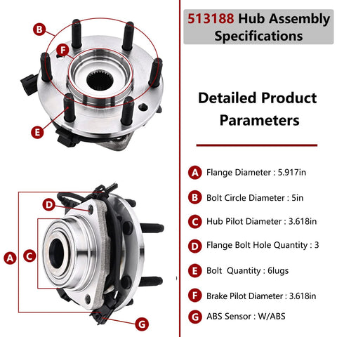 Front Wheel Hub Bearing Assembly Compatible With Chevrolet Trailblazer 2002 2009 SSR 2003 2006 GMC Envoy 2002 2009 specifications