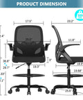 Dimensions of Tall Drafting Chair For Home Office And Art Studio, Ergonomic Standing Desk Stool, Mesh Back, Black