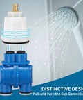 Pressure Balance Shower Cartridge For 1300 1400 Series Tub And Shower Valves 1993 2007 Replacement Part displayed with showerhead