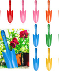 Mini Colorful Metal Hand Shovel Set 12 Pcs Transplanting Trowels 11 X 3 Inch Garden Tools 6 Colors Durable Metal Shovels displayed