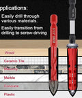 Diamond Drill Bits Set 10pc For Wood Plastic Masonry Tile Glass Ceramic From FOCSTOL Includes 5/16 inch red drill bit and applications.