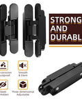 Six Inch Hidden Door Hinges Invisible Hinges Two Pack Heavy Duty Zinc Alloy Three Way Adjustable Butt Hinge 180 Degree Swing