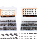 Woodruff key assortment kit in two clear cases; 530 stainless steel pieces (240 half-m moon, 290 feather keys)