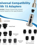 NSF ANSI CAN 61 CUPC Certified Pull Down Kitchen Faucet Head Replacement With 3 Function Sprayer And 15 Adapters image showing adapter types
