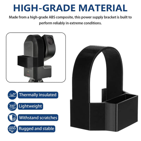 Power Supply Holder For Seestar S50 Cord Tangle Free Portable Grab N Go Mount showing high-grade ABS material and features