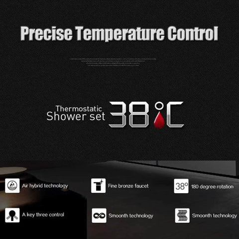 Thermostatic Shower Mixer With Wall Mount Temperature Control Valve For Hot And Cold Water Auto Balance display with features.